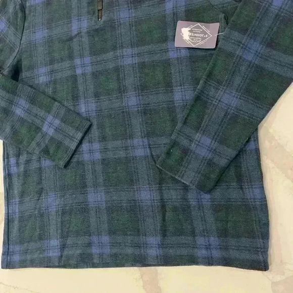 St John’s Bay NWT Blue Buffalo Plaid Fleece Half Zip Sweater Men's Large Flannel - Picture 2 of 6